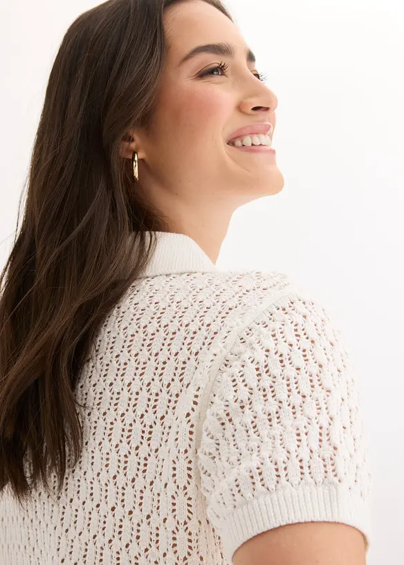 Pull ajour&eacute; 100% coton, bonprix