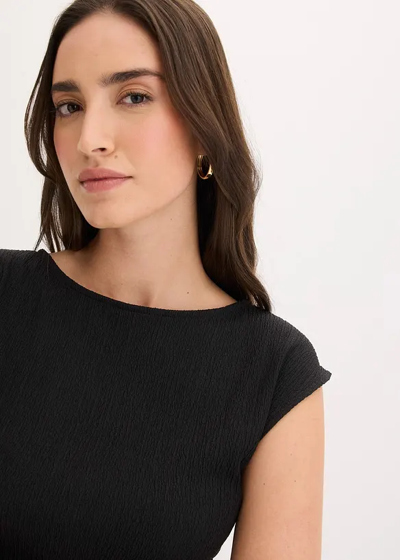 Robe en jersey cr&ecirc;pe textur&eacute;, bonprix