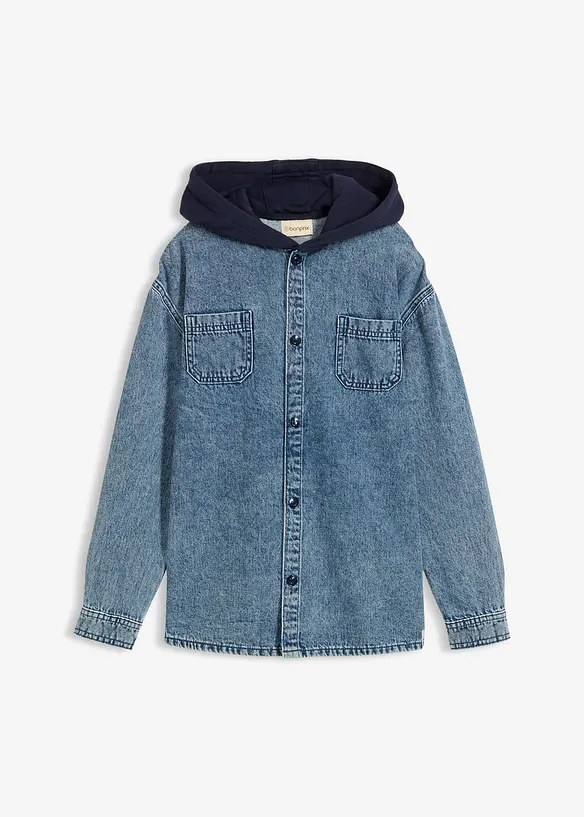 Surchemise en jean &agrave; capuche sweat, bonprix