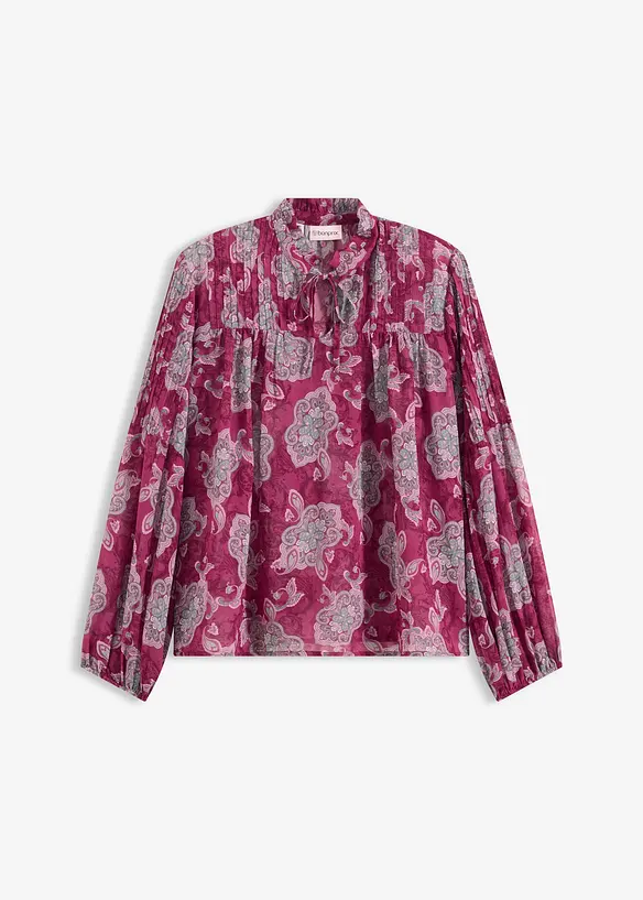 Tunique en satin &agrave; passepoils, bonprix