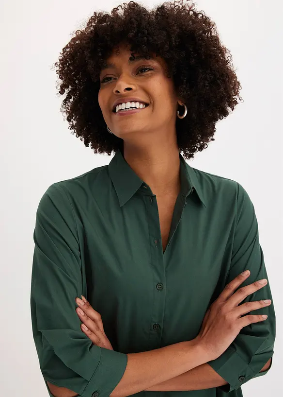 Robe-chemise en popeline solide, bonprix