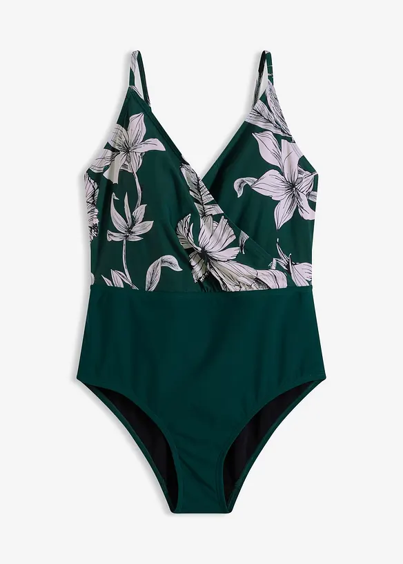 Maillot 1 pi&egrave;ce sculptant &agrave; col en V, maintien l&eacute;ger, bonprix