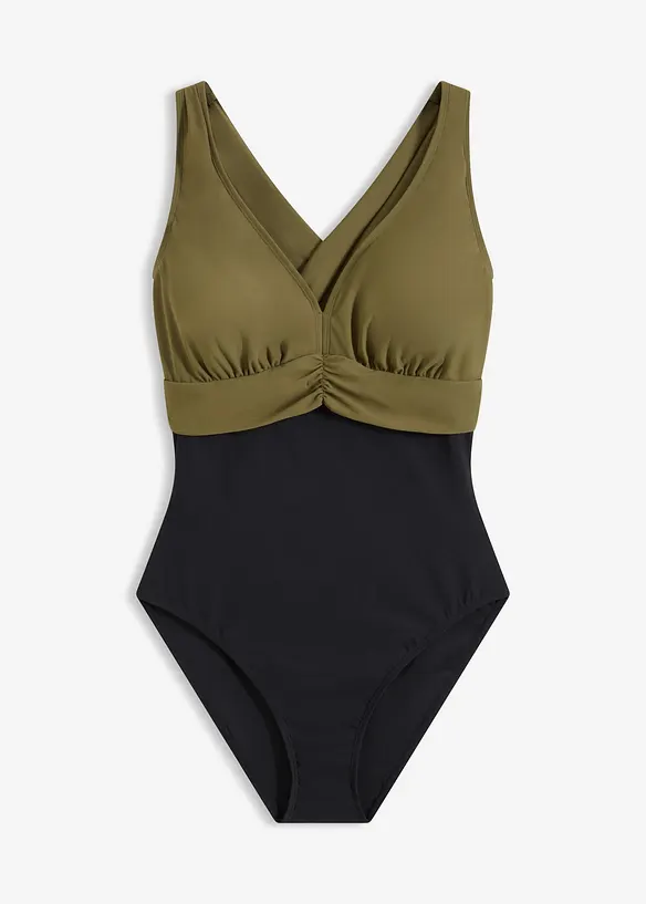 Maillot 1 pi&egrave;ce sculptant, maintien l&eacute;ger, encolure V, bonprix