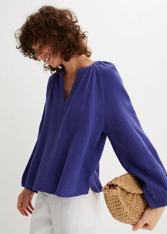 Blouse oversize en gaze de coton, bonprix