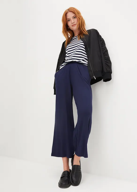 Pantalon fluide en jersey viscose, longueur 7/8, bonprix