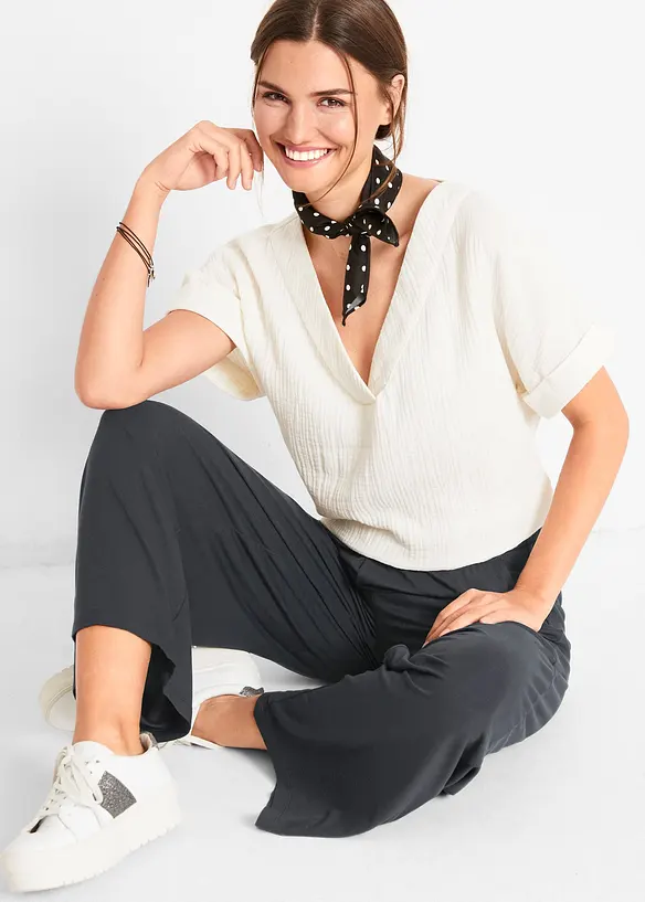 Pantalon fluide en jersey viscose, longueur 7/8, bonprix