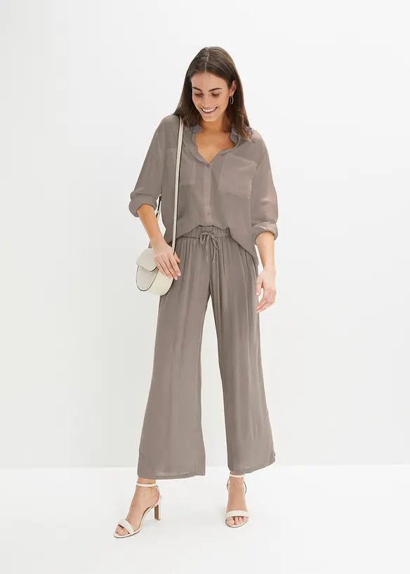 Pantalon en viscose, taille &eacute;lastiqu&eacute;e, bonprix