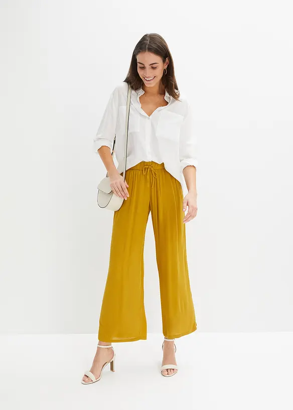 Pantalon en viscose, taille &eacute;lastiqu&eacute;e, bonprix