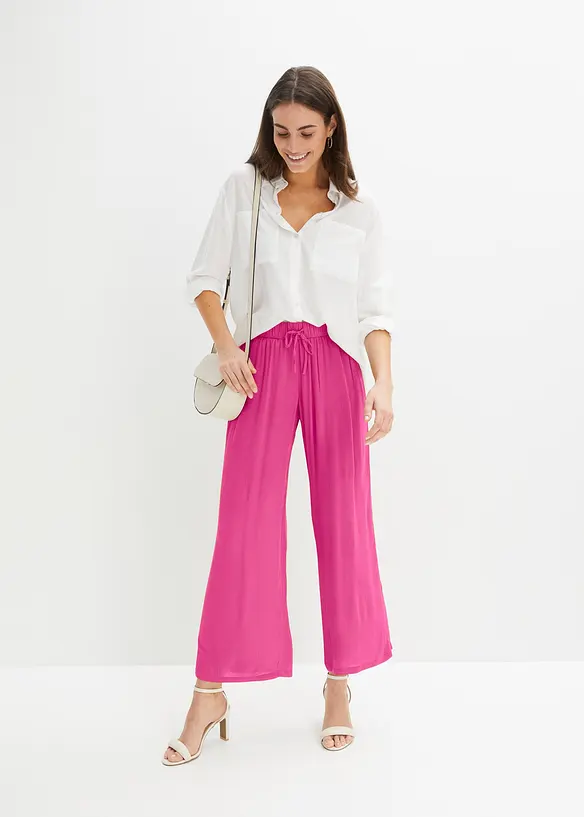 Pantalon en viscose, taille &eacute;lastiqu&eacute;e, bonprix