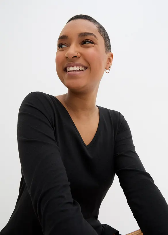 T-shirt long en coton et viscose, bonprix