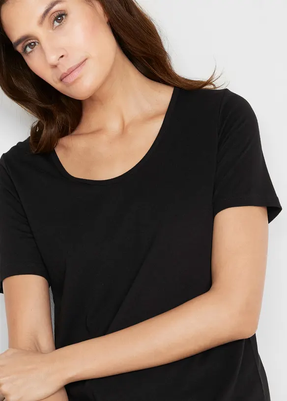 T-shirt long asym&eacute;trique en coton et viscose, bonprix