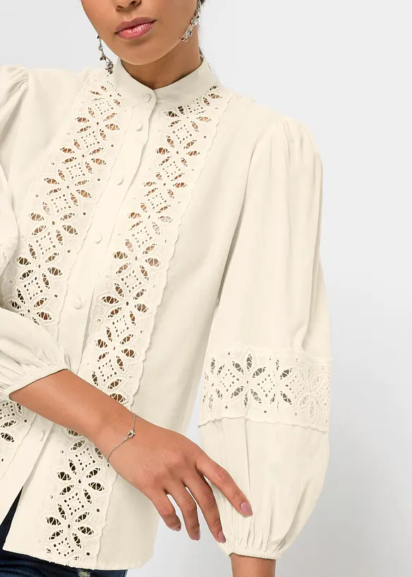 Chemisier &agrave; dentelle en viscose m&eacute;lang&eacute;e, bonprix