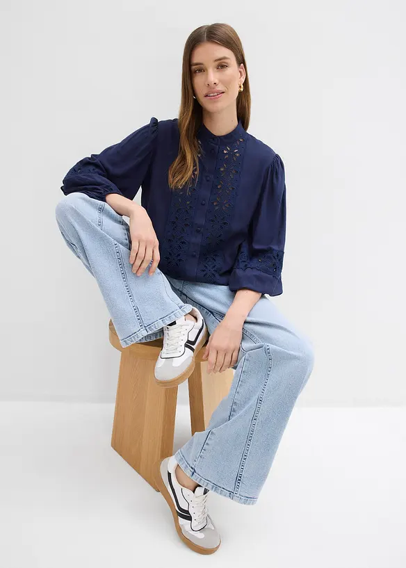 Chemisier &agrave; dentelle en viscose m&eacute;lang&eacute;e, bonprix