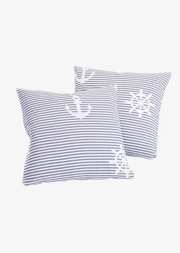 Lot de 2 housses de coussin motif marin, bonprix