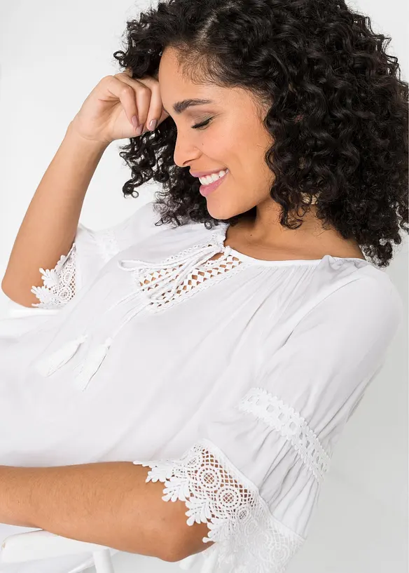 Tunique &agrave; dentelle en viscose douce, bonprix