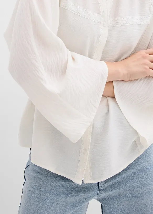 Chemisier en coton &agrave; manches larges, bonprix