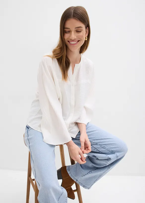 Chemisier en coton &agrave; manches larges, bonprix