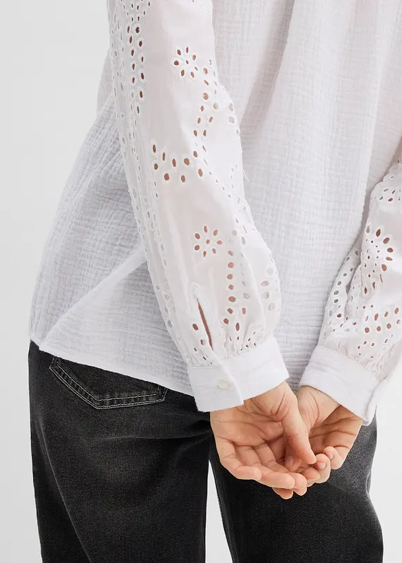 Blouse longue en gaze de coton l&eacute;g&egrave;re, bonprix