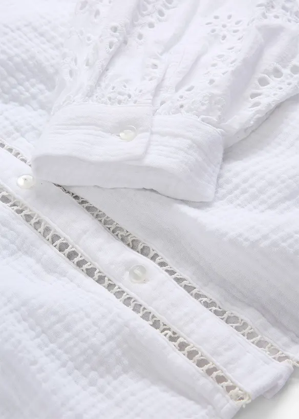 Blouse longue en gaze de coton l&eacute;g&egrave;re, bonprix