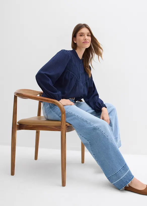 Chemisier brod&eacute; en coton, bonprix