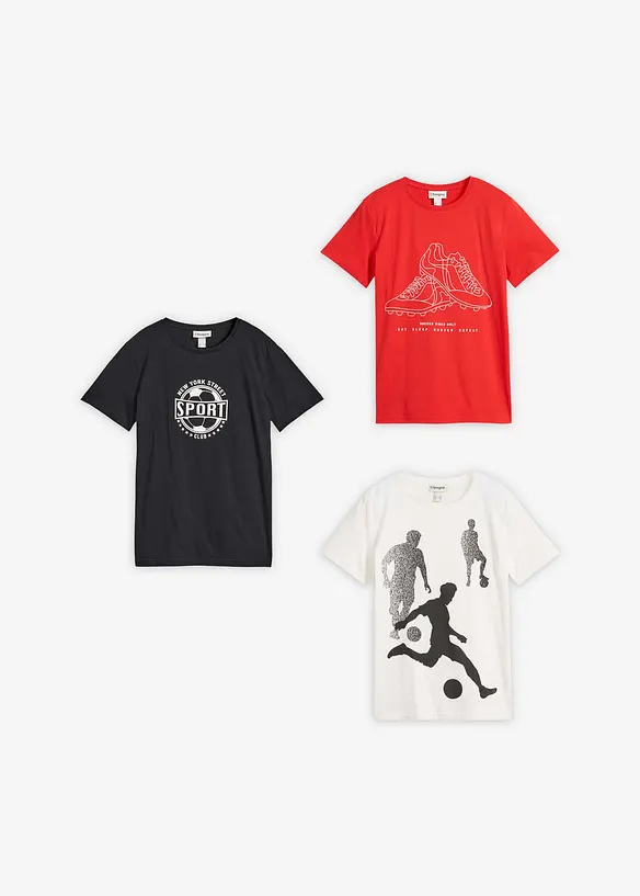 Lot de 3 T-shirts 100% coton, bonprix