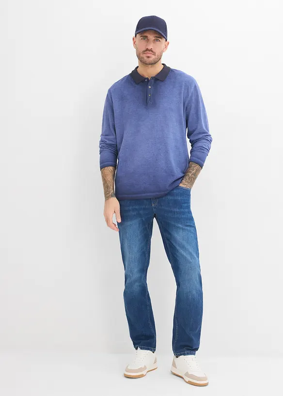 Polo manches longues en maille piqu&eacute;e robuste, bonprix