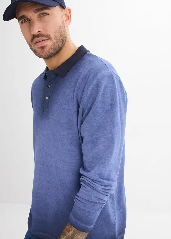 Polo manches longues en maille piqu&eacute;e robuste, bonprix