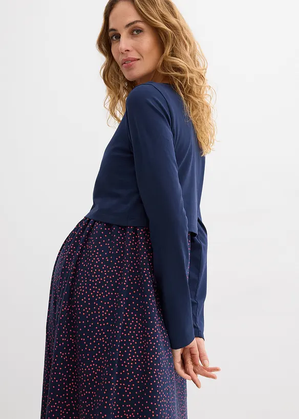 Robe de grossesse et d&rsquo;allaitement + T-shirt manches longues en coton (ens. 2 pces), bonprix