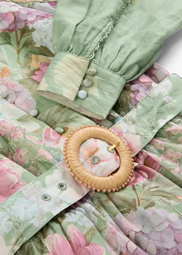 Robe midi en ramie avec ceinture (ens. 2 pces), bonprix