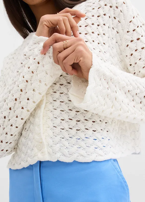 Gilet en maille ajour&eacute;e, bonprix