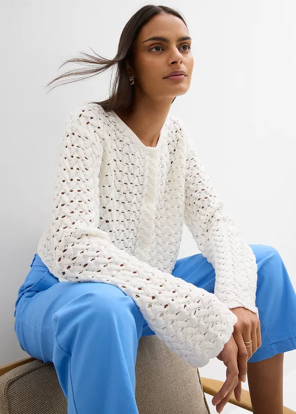 Gilet en maille ajour&eacute;e, bonprix