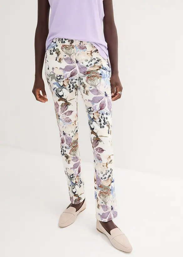 Pantalon extensible &agrave; imprim&eacute; floral, bonprix
