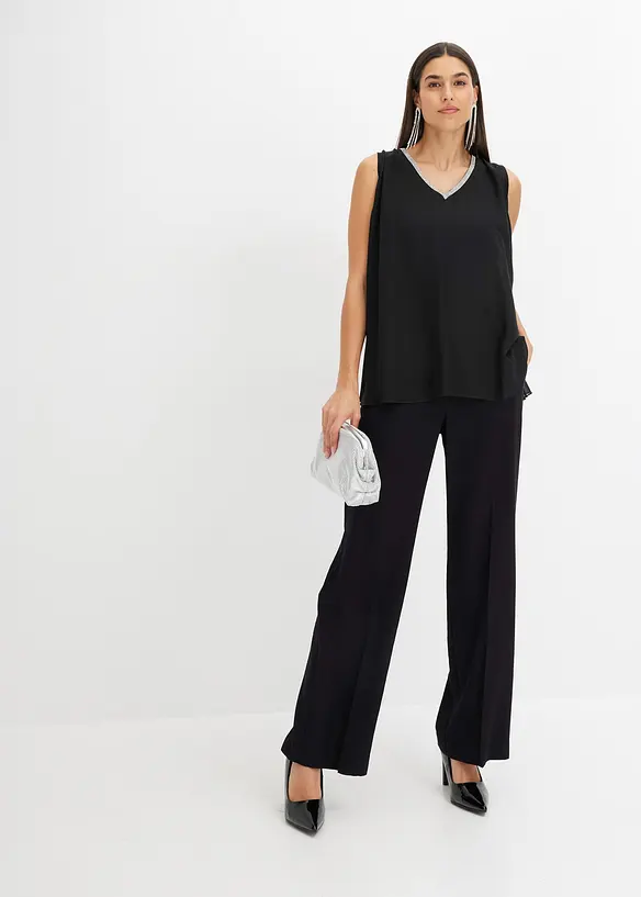 Pantalon large et l&eacute;ger &agrave; pinces, bonprix