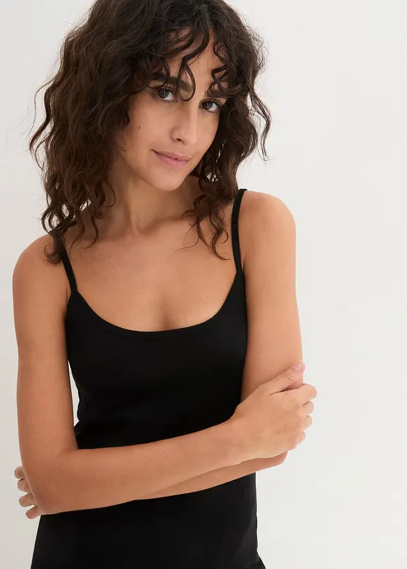 Lot de 3 tops &agrave; bretelles spaghetti 100% coton, bonprix