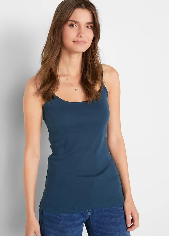 Lot de 3 tops &agrave; bretelles spaghetti 100% coton, bonprix