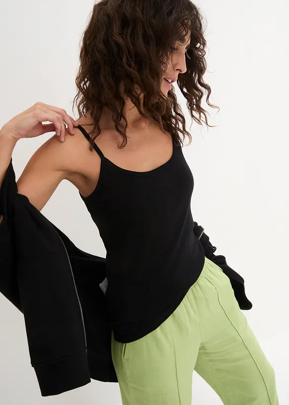 Lot de 3 tops &agrave; bretelles spaghetti 100% coton, bonprix