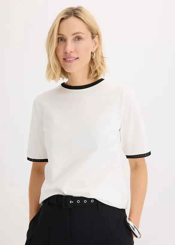 T-shirt &agrave; liser&eacute;s en dentelle, bonprix