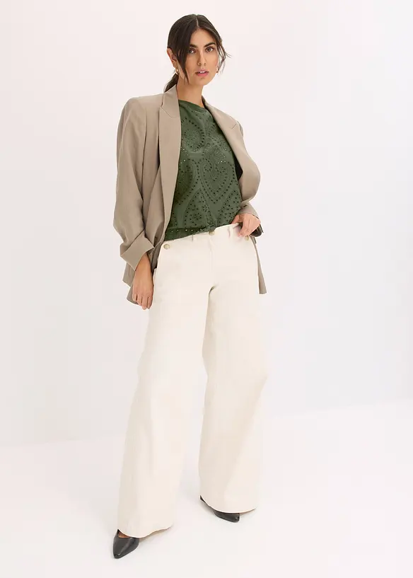 T-shirt &agrave; broderies anglaises, bonprix