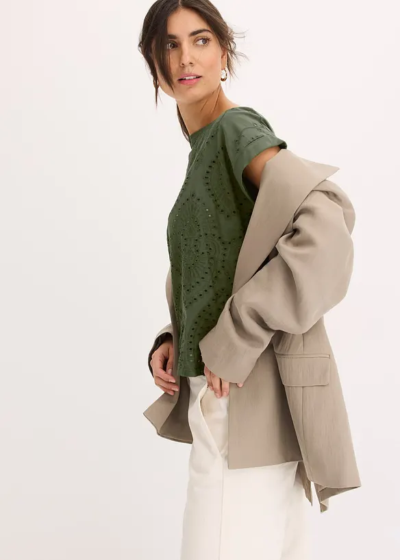 T-shirt &agrave; broderies anglaises, bonprix