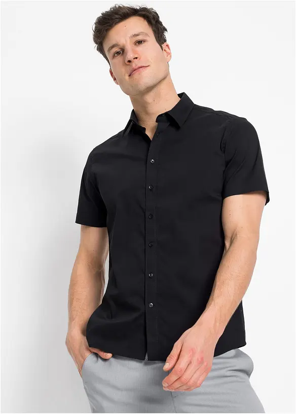 Chemise manches courtes extensible, slim, bonprix