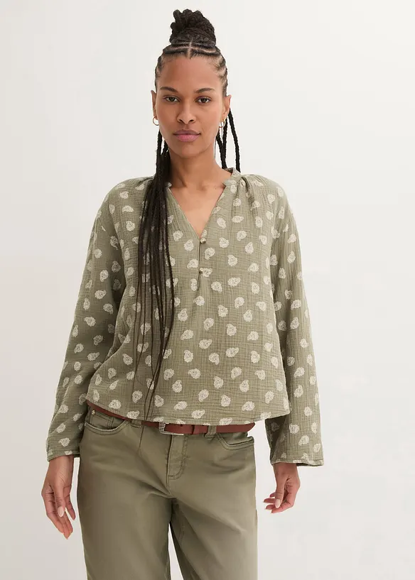 Blouse l&eacute;g&egrave;re et oversize en gaze de coton, bonprix