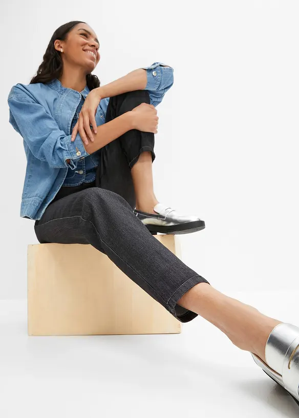 Jean mom taille haute, extensible, bonprix