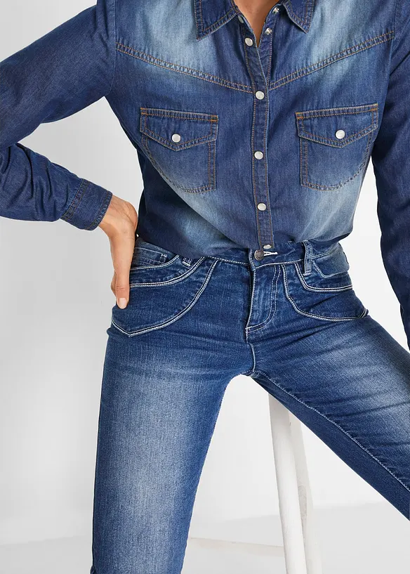 Jean droit taille mi-haute, cropped, bonprix