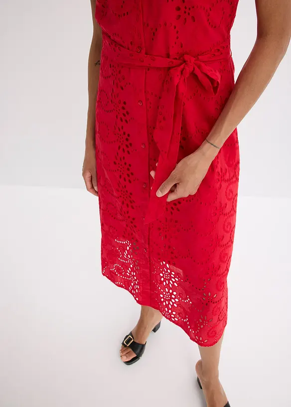 Robe chemise en broderie anglaise, 100% coton, bonprix