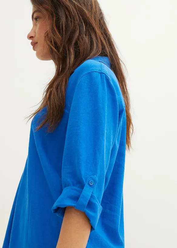 Blouse en lin m&eacute;lang&eacute;, manches 3/4, bonprix