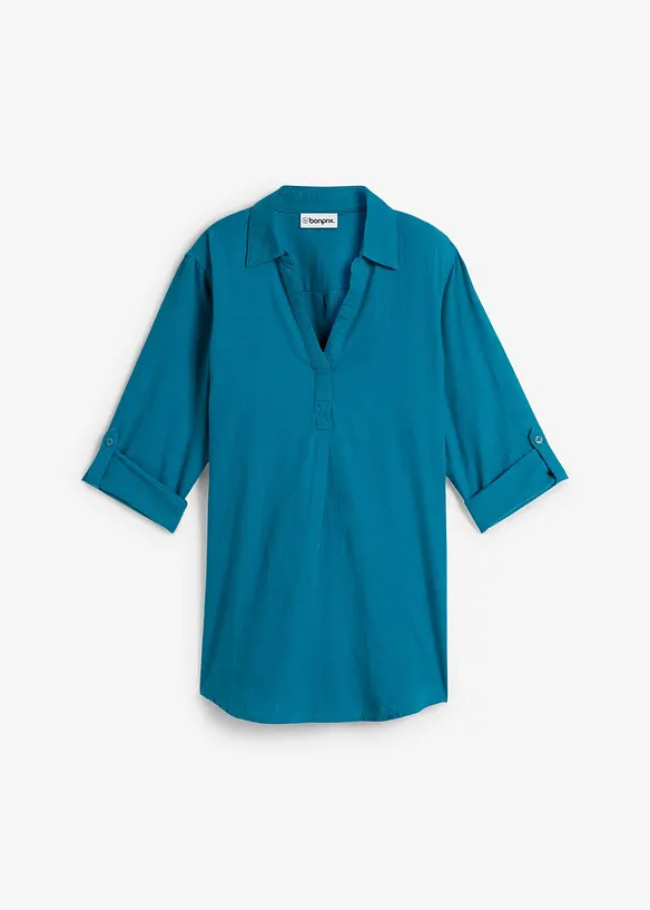 Blouse en lin m&eacute;lang&eacute;, manches 3/4, bonprix