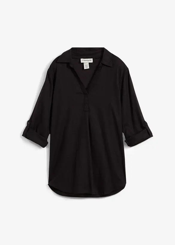 Blouse en lin m&eacute;lang&eacute;, manches 3/4, bonprix