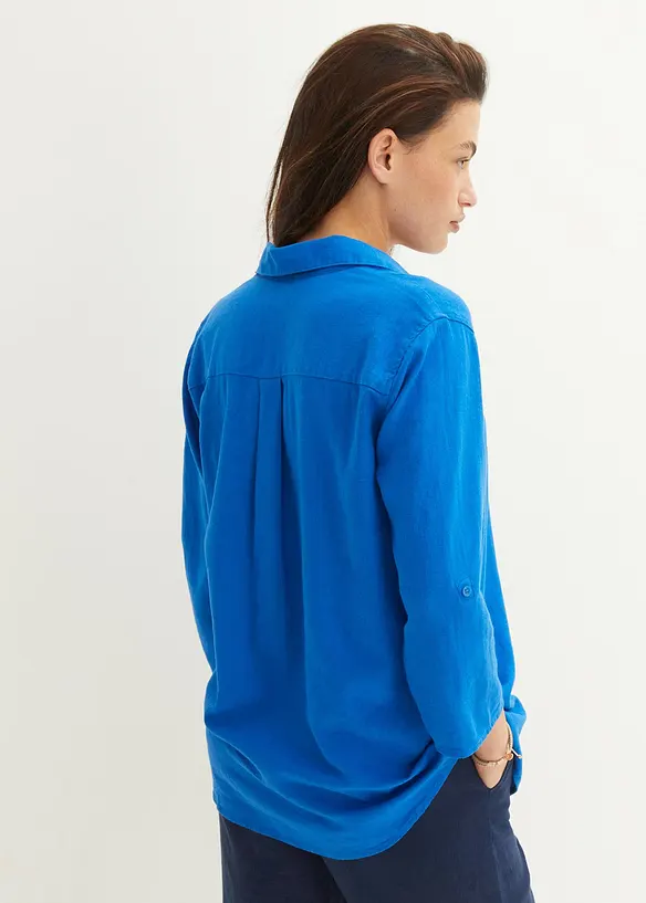 Blouse en lin m&eacute;lang&eacute;, manches 3/4, bonprix
