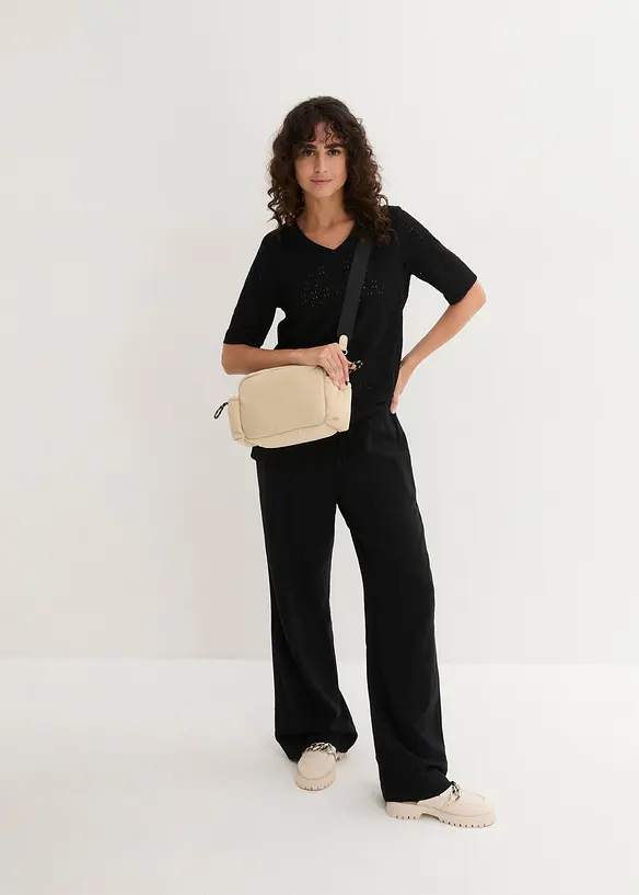 Pantalon palazzo l&eacute;ger en lin et viscose, bonprix
