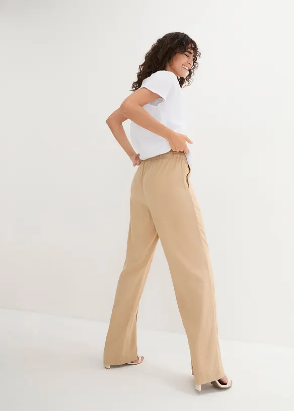 Pantalon palazzo l&eacute;ger en lin et viscose, bonprix